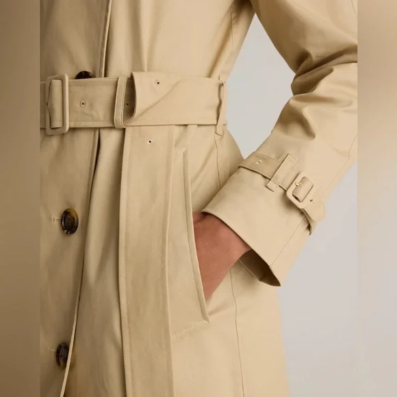 BRAND NEW Quince Beige Double-Breasted Trench Coat in XL - Picture 5 of 12